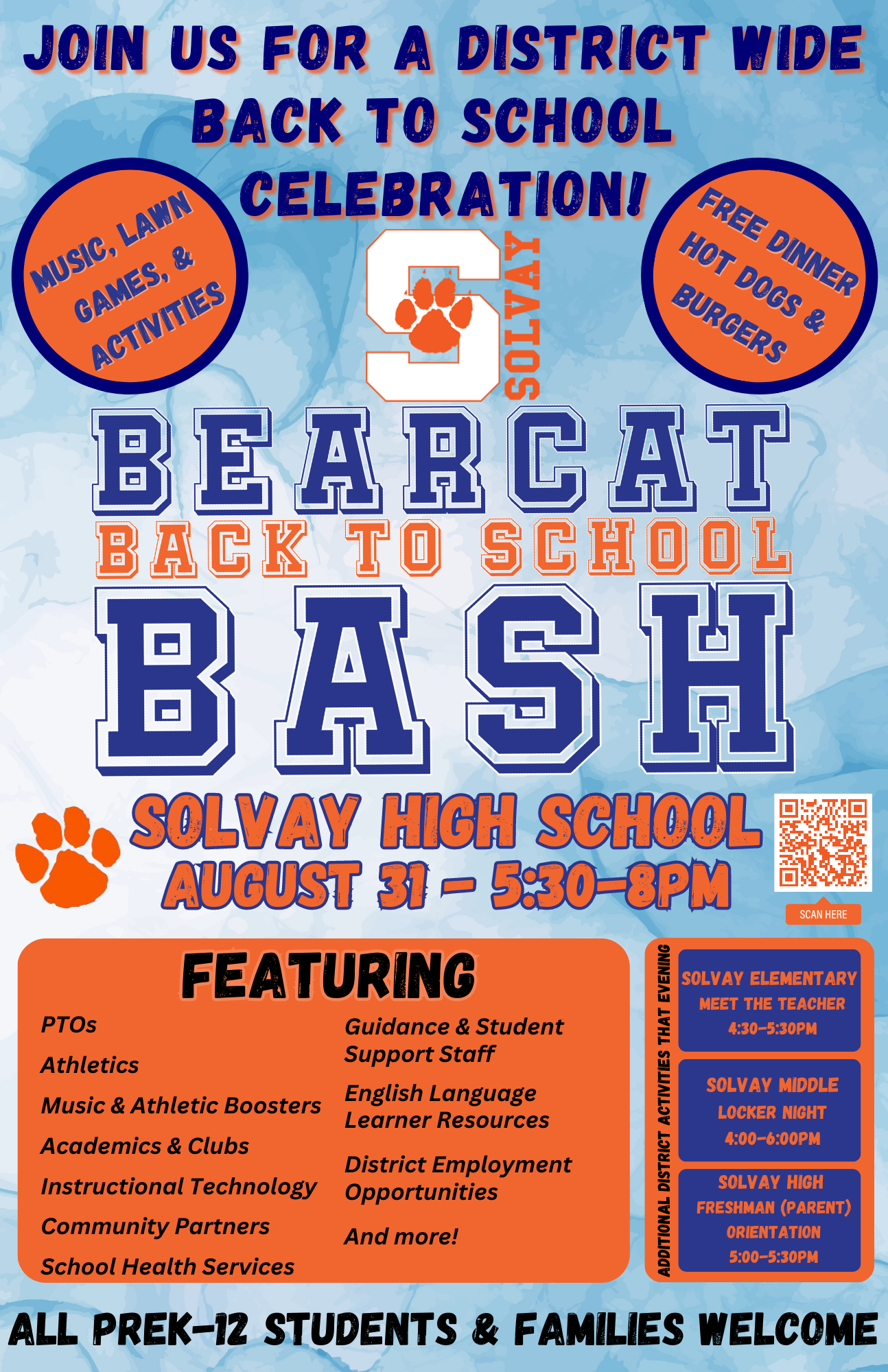 Save the Date BACK TO SCHOOL BASH 8/31 SHS Solvay Union Free